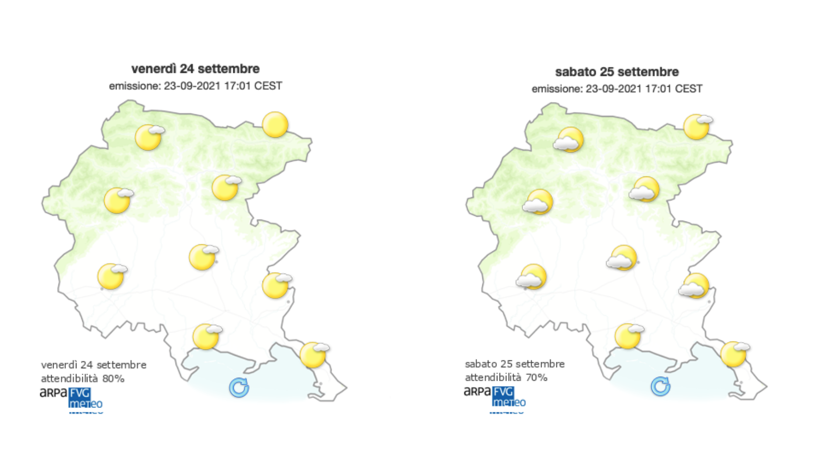 Immagine per Meteo, cielo sereno e weekend di sole sul Goriziano prima della pioggia